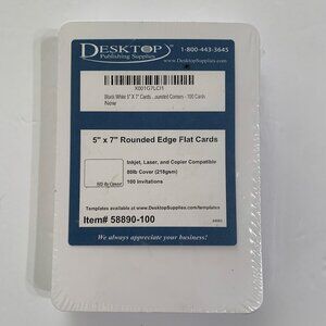 NWT Desktop Publishing Supplies 5x7 Rounded‎ Corner Flat Cards 100 80lb Cover